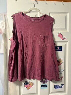 Old Navy Washed Plum Pocket Tank Top